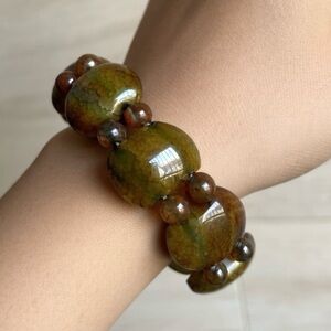 Chunky Crackled Dragon Vein Agate Bracelet, 6”